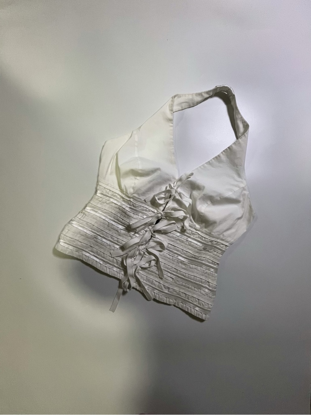 y2k white coquette bow detail hater top